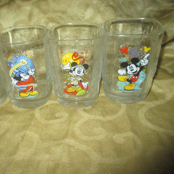 Walt Disney World 2000 Millennium Mickey Mouse Square Glasses McDonalds Lot Of 4 - Picture 3 of 3